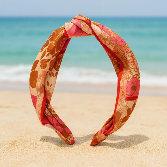 Anthropologie Accessories - Anthropologie Kachel Mixed Print Pink, Orange, and Brown Knotted Headband